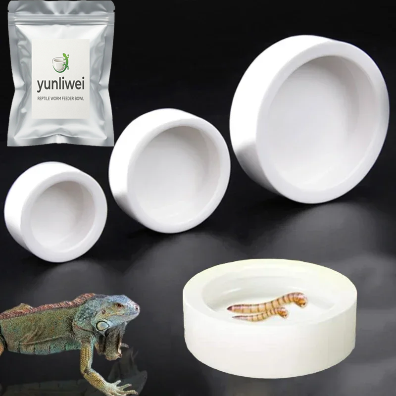 Water Dish Reptile - Reptilien-Futternapf, ausbruchsicherer Keramik-Futternapf, Reptilien-Wassernapf für Einsiedlerkrebse,